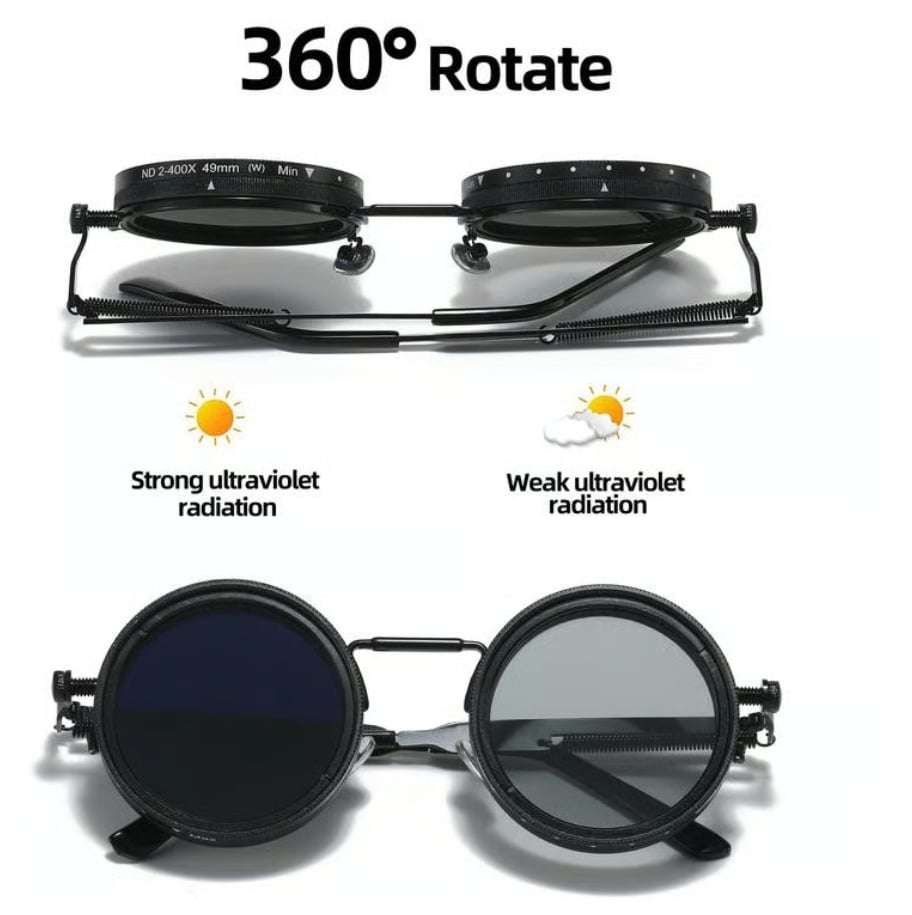 Adjustable Tint Rounded Polarized Lenses Retro Sunglasses