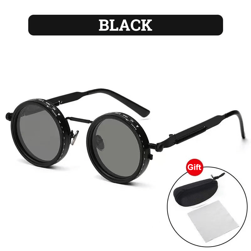 Adjustable Tint Rounded Polarized Lenses Retro Sunglasses