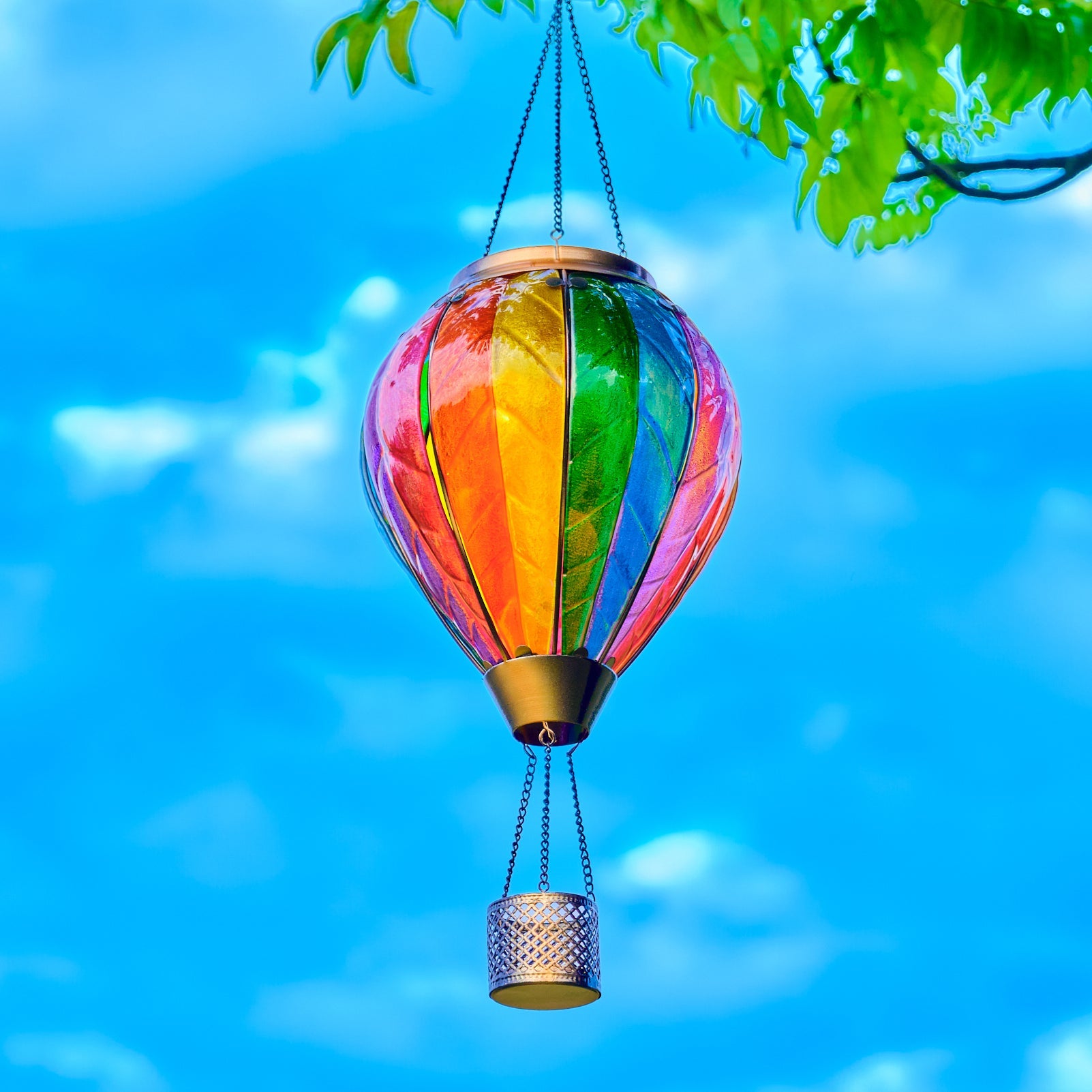 Hot Air Balloon Solar Lantern With Flame Effect