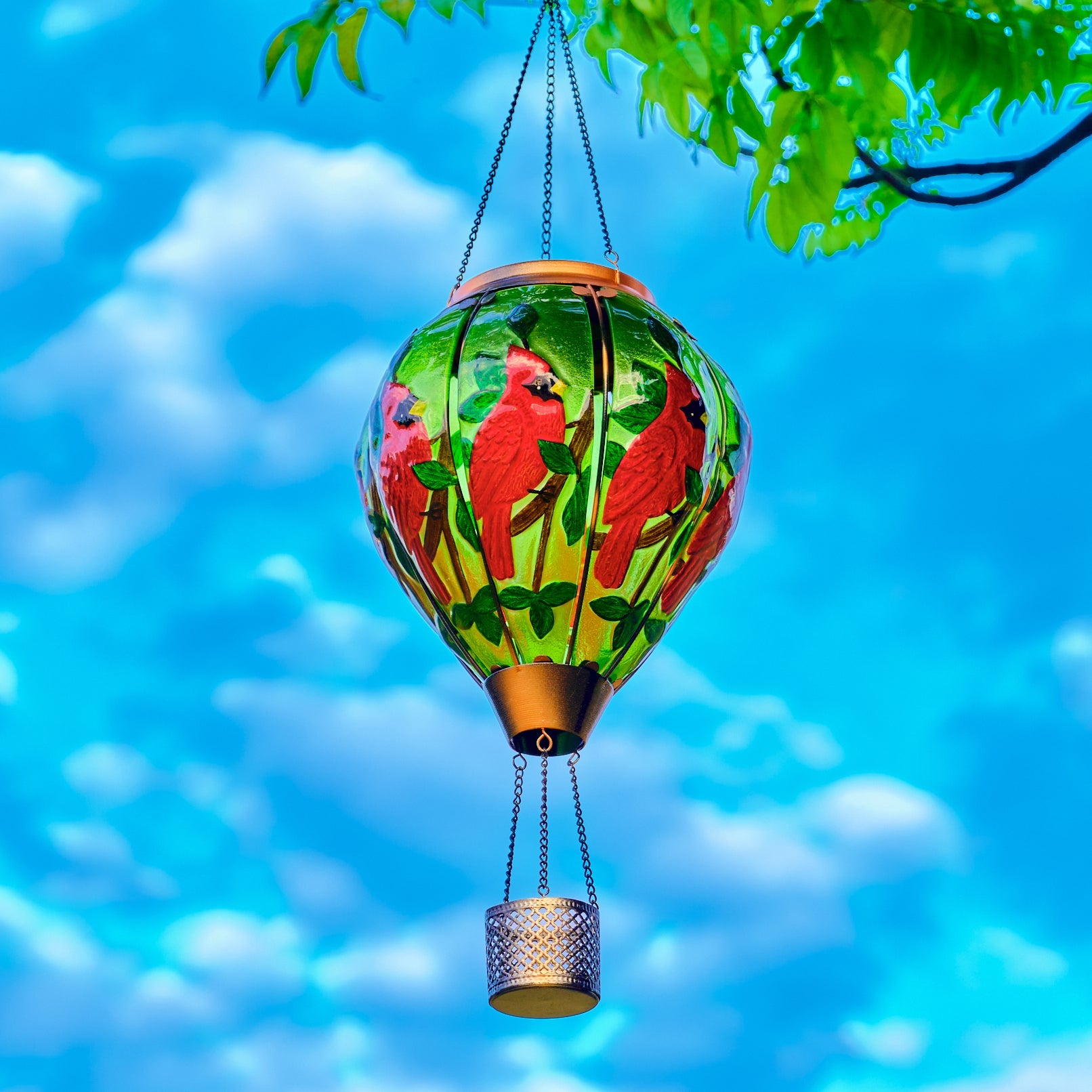 Hot Air Balloon Solar Lantern With Flame Effect